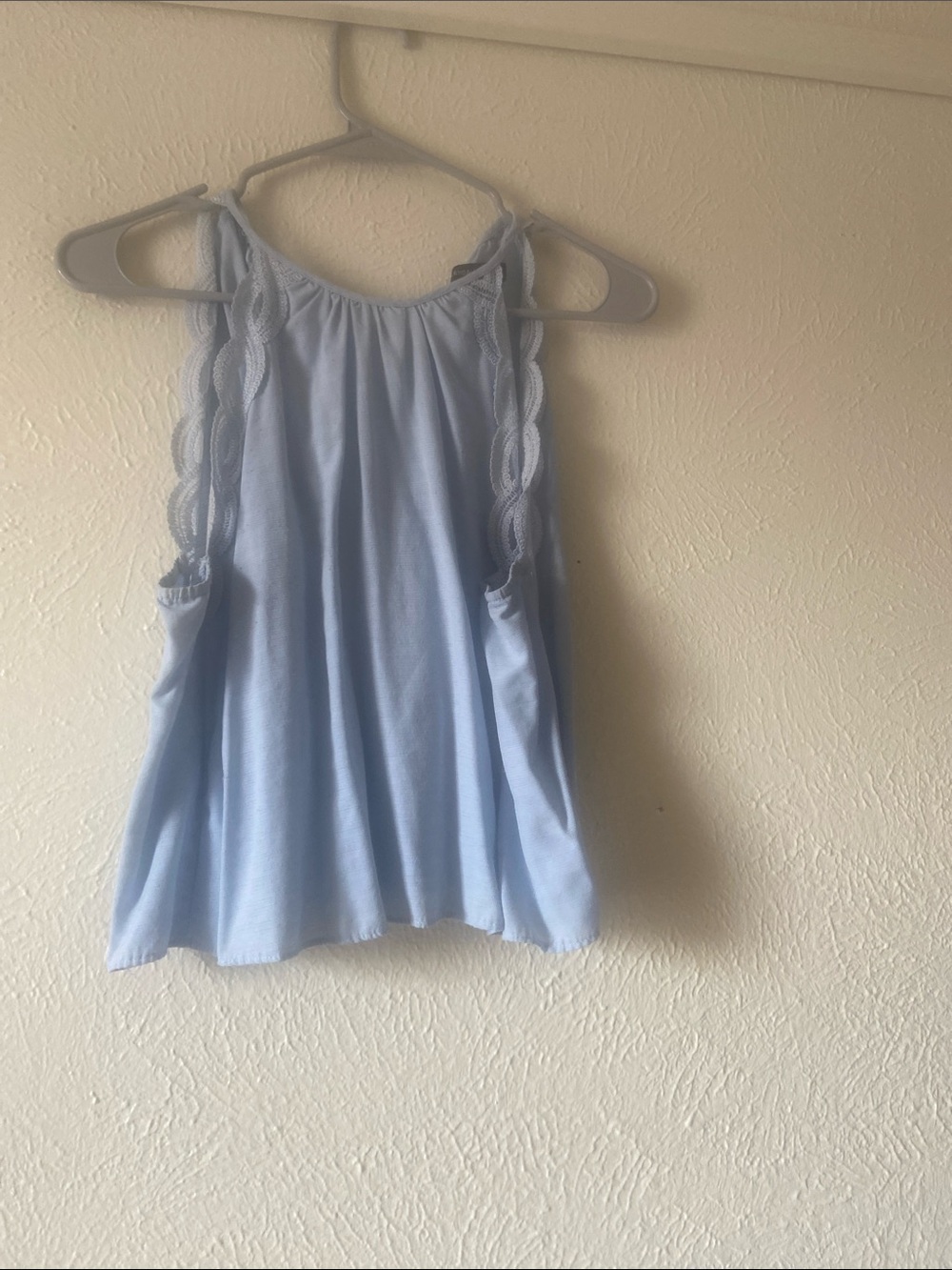 Light Blue Sleeveless Scallop-Trim Top
